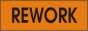 Rework adhesive label, orange