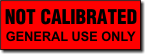 Not Calibrated adhesive label, red