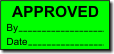 Approved adhesive label, green