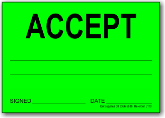 Accept adhesive label, green