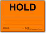 HOLD adhesive label, Orange