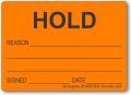 HOLD adhesive label, Orange