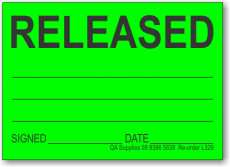 Released adhesive label, green