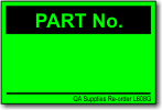 Part No. adhesive label, green