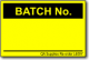 Batch No. adhesive label, yellow