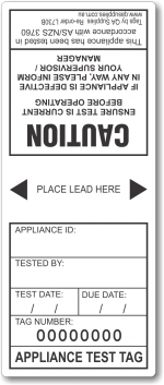 Electrical Test Tags, 1 year - black