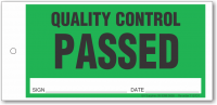 QUALITY CONTROL PASSED tie-on tag, DuroTuff, Green