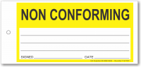 NON CONFORMING tie-on tag, DuroTuff, yellow