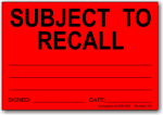 Subject to Recall adhesive label L136