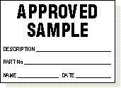 Approved Sample adhesive label, white