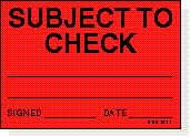 Subject to Check adhesive label L326